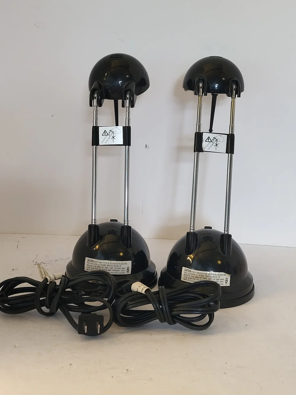 Pair Of Vintage 1990s IKEA Espressivo Black and Chrome  Desk Lamps